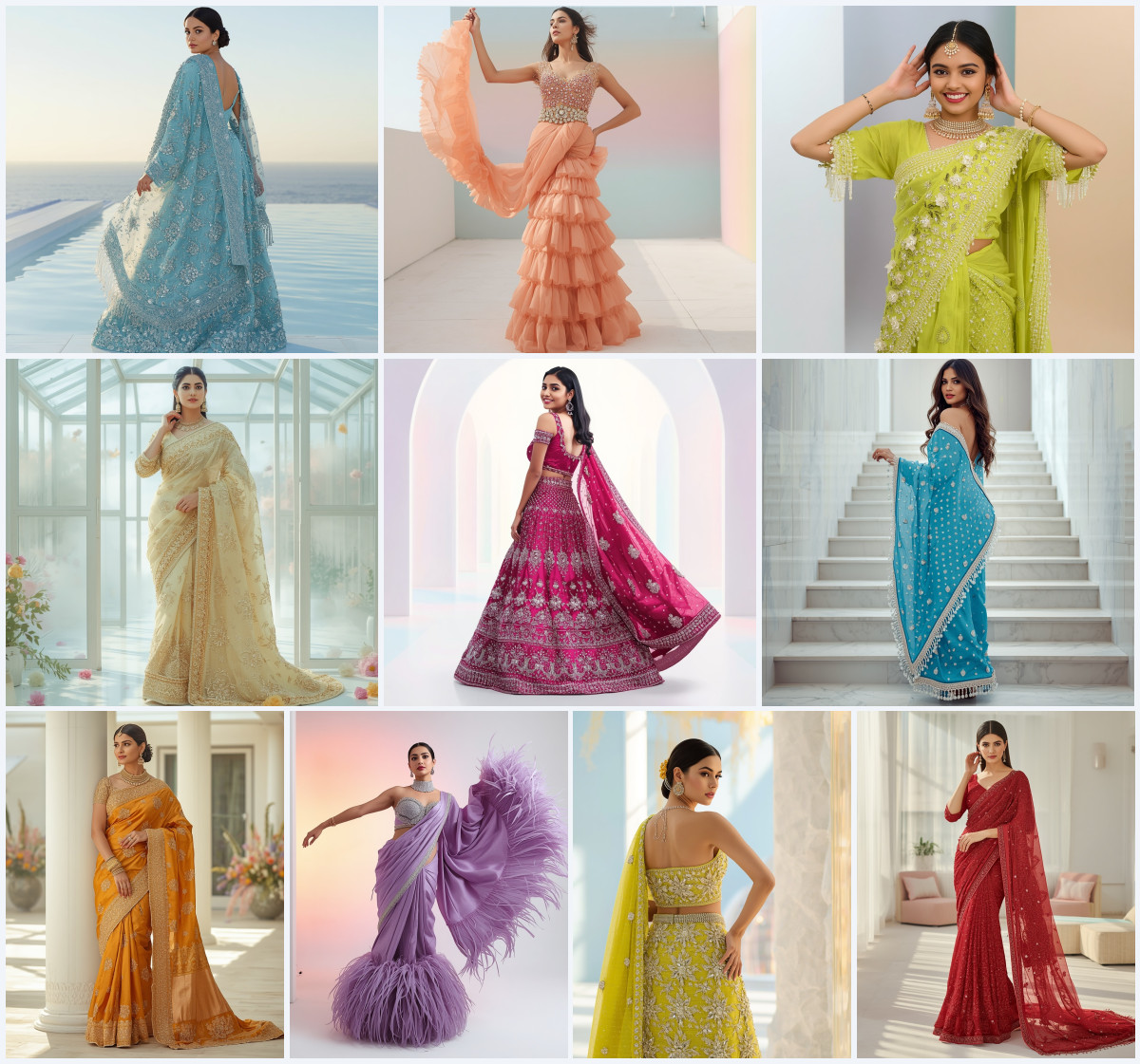 Unbeatable ChatGPT prompt modeling spectacular liquid silver metallic silk saree concepts for creators - Main Thumbnail
