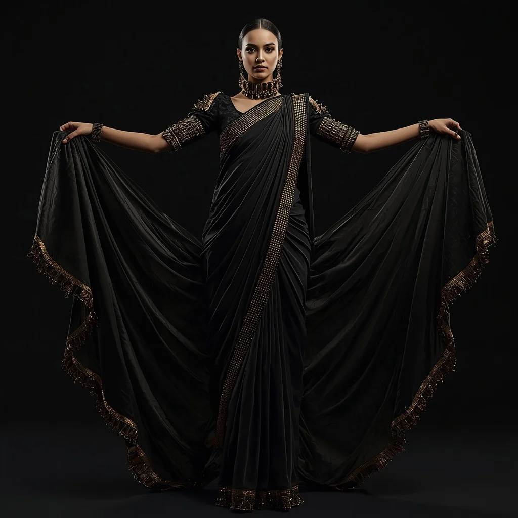 Advanced Bioluminescent Glass-Bead Fancy Festival Saree AI Generation | Retro Style Prompt For Gemini Girl In Saree Copy And Paste
