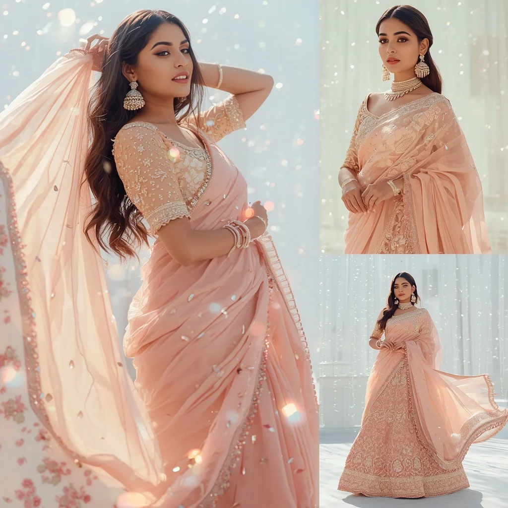 Advanced Heavy Festive Saree Look Spun Glass Threads | Gym Influencer Ai Prompt