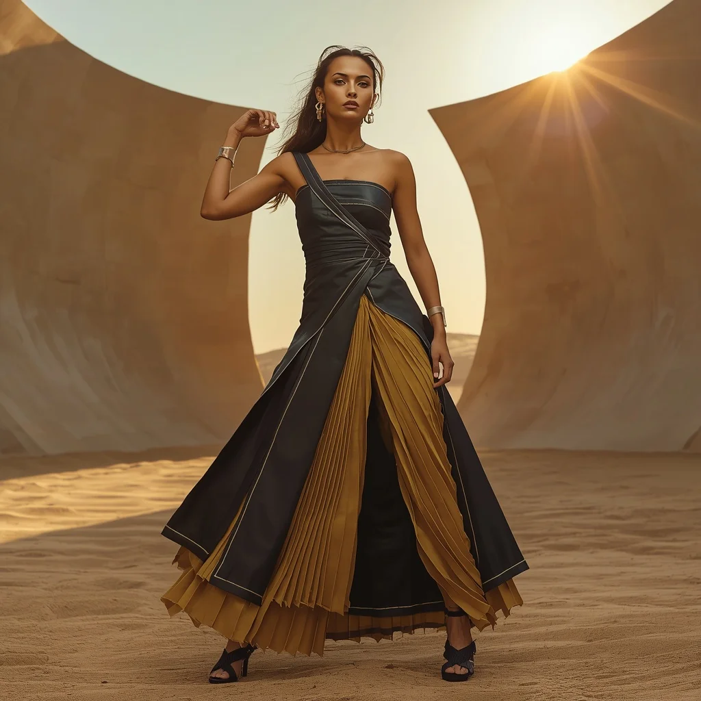 Anti-Solar Mirage Armor Saree with Desert Void Horizon | Ai Prompt For Reels