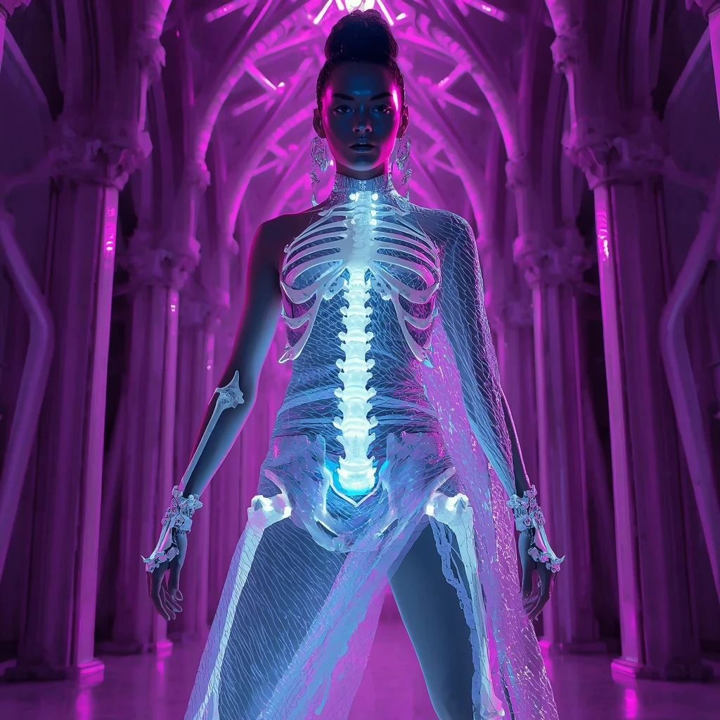 Aurora Bone Light Matrix Saree with Synthetic Cathedral Spine | Prompt Seen Girl Photo Editing Chatgpt Download