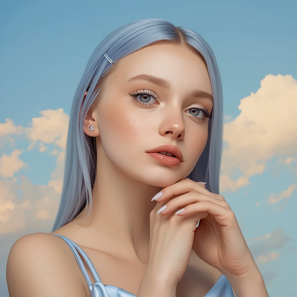 Baby Blue Sky Angelic Portrait | Easy Ai Prompt