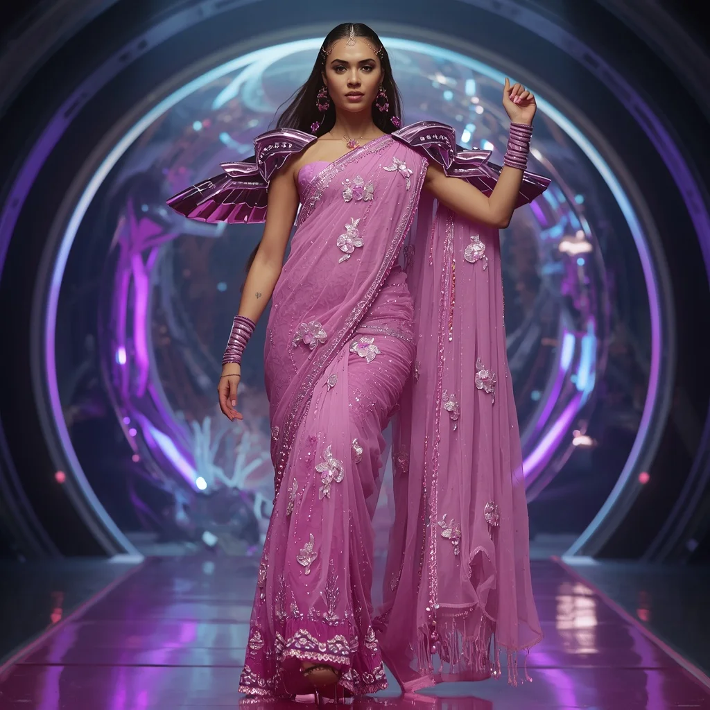 Cosmic Orchid Radiance Armor Saree with Floating Prism Singularity Energy Vault Sphere Nexus Core System | New Instagram Trend Prompt For Girl Copy And Paste