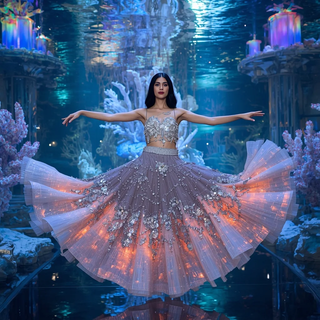 Crystal Aurora Reef Saree with Floating Underwater Light Kingdom | ChatGPT Photo Editing Prompts Trending Instagram For Girl