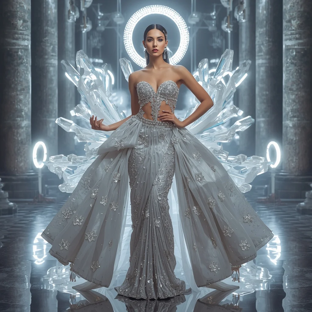 Crystal Fashion Halo Saree with Floating Light Ring Empire | Ai Prompt For Instagram