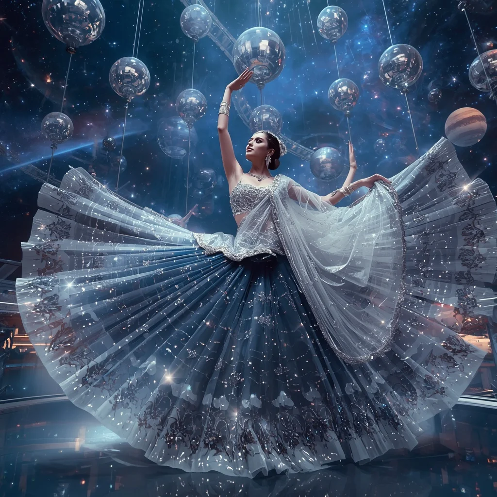 Crystal Planetarium Saree with Floating Cosmic Observatory Kingdom | Prompt Ai For Girl Instagram