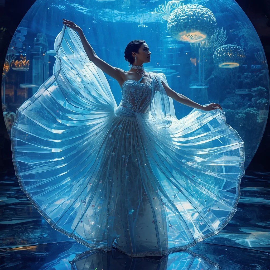 Crystal Prism Aquarium Saree with Floating Marine Dream Sphere | Prompt Trending Girl 2026
