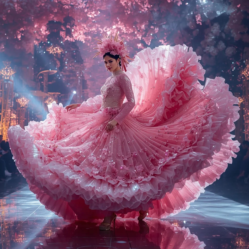 Crystal Sakura Storm Saree with Floating Blossom Cyclone Empire | Prompt Gemini