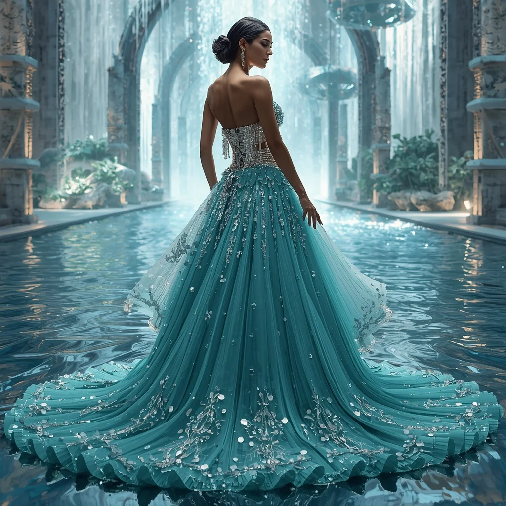 Crystal Waterfall Arch Saree with Infinity Cascade Palace | Prompt For Traditional Look For Girl ChatGPT