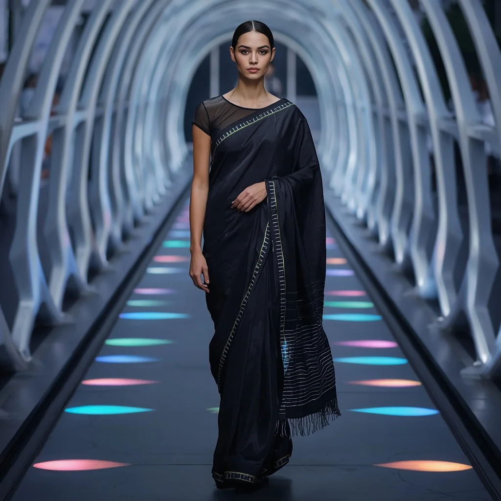 Digital Print Saree with Integrated Tech and Moving Graphics | Instagram Girl Gemini Prompt
