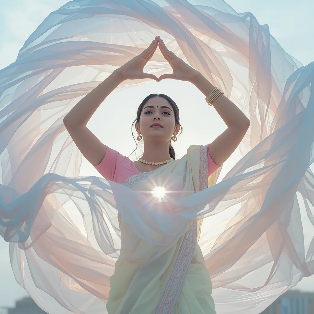Fancy Festival Saree Carbon-Nanotube Structural Halo | Beautiful Saree Girl Ai Prompt