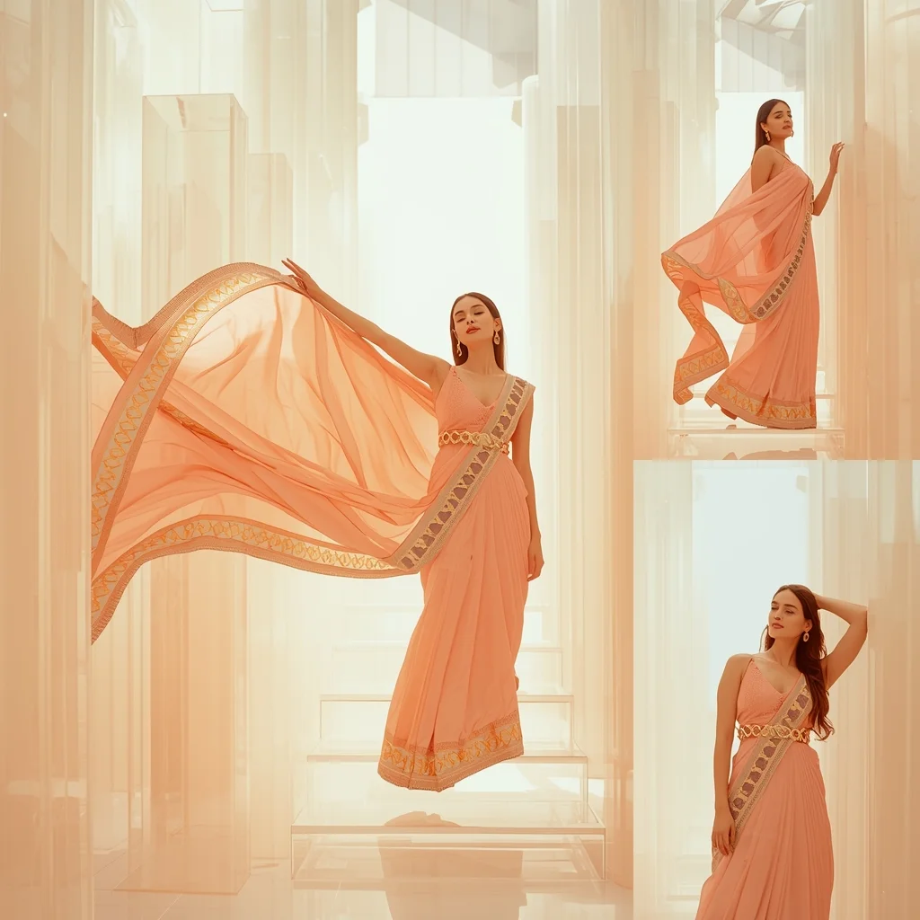 Festive Fancy Saree Gravitational-Wave Silk | Trending Prompt In Instagram Ai Photo