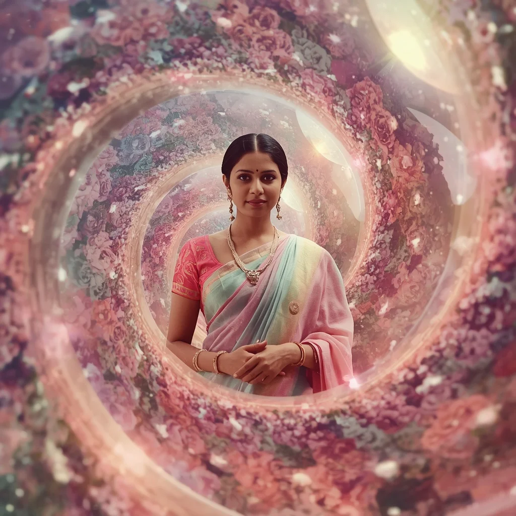 Festive Pastel Saree Aura Spiral Gardenia Galaxy Collage Cinematic | Bridal Ai Prompt
