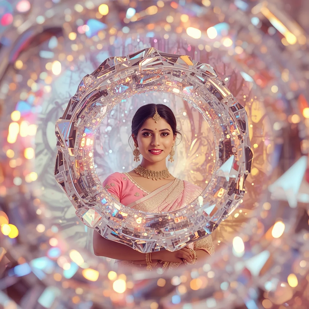 Festive Pastel Saree Crystal Light Spiral Collapse Collage Premium Cinematic | Gemini Saree Prompt