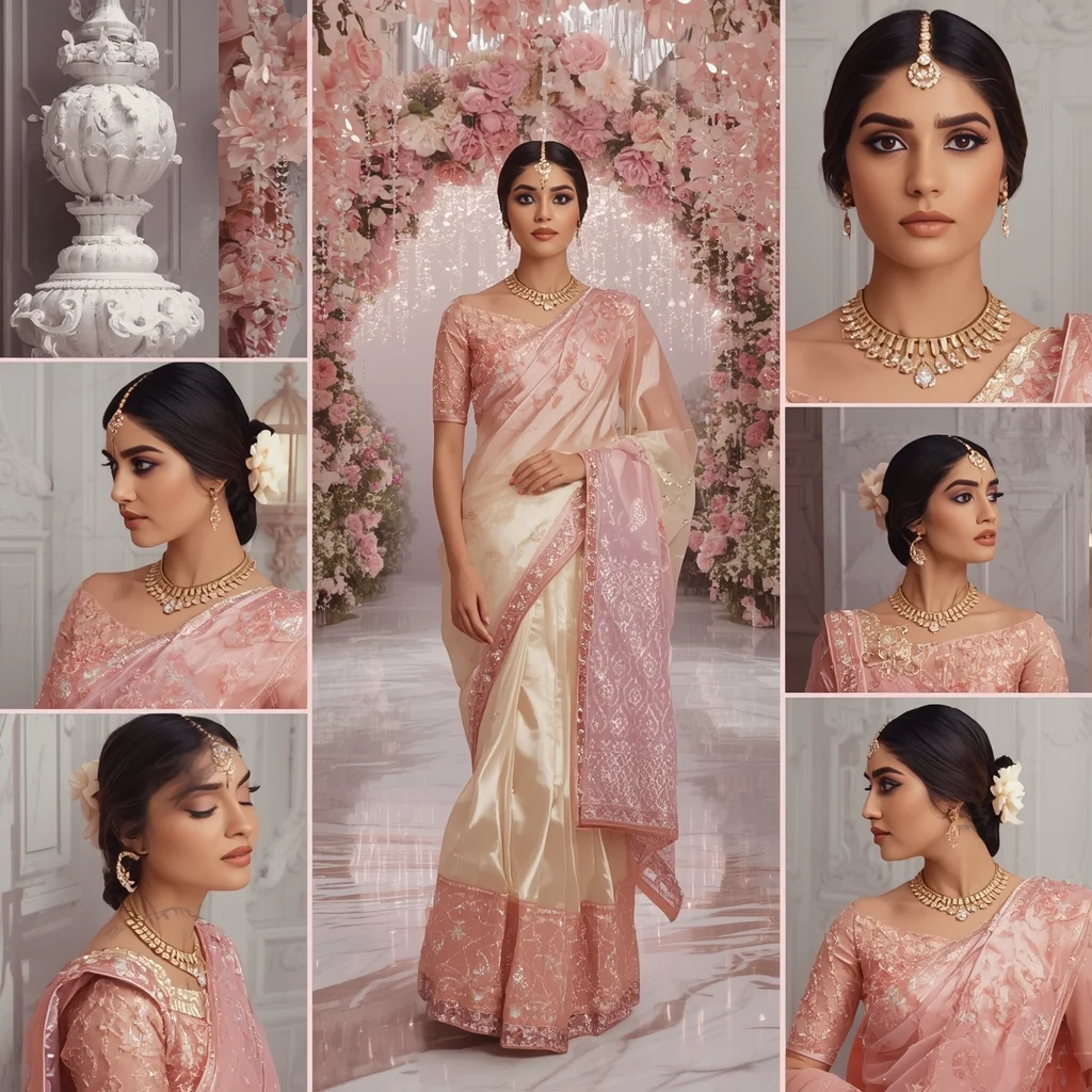 Festive Pastel Saree Diamond Rosewater Palace Glamour | Prompt For Gemini Ai Girl In Saree Copy And Paste
