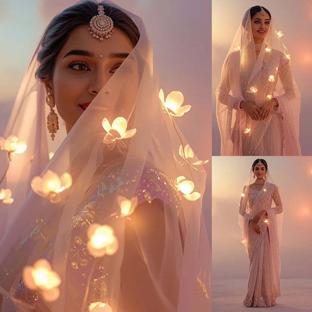 Festive Pastel Saree Dream Veil Crystal Light Bloom Infinity Collage | New Ai Prompt Girl Aesthetic