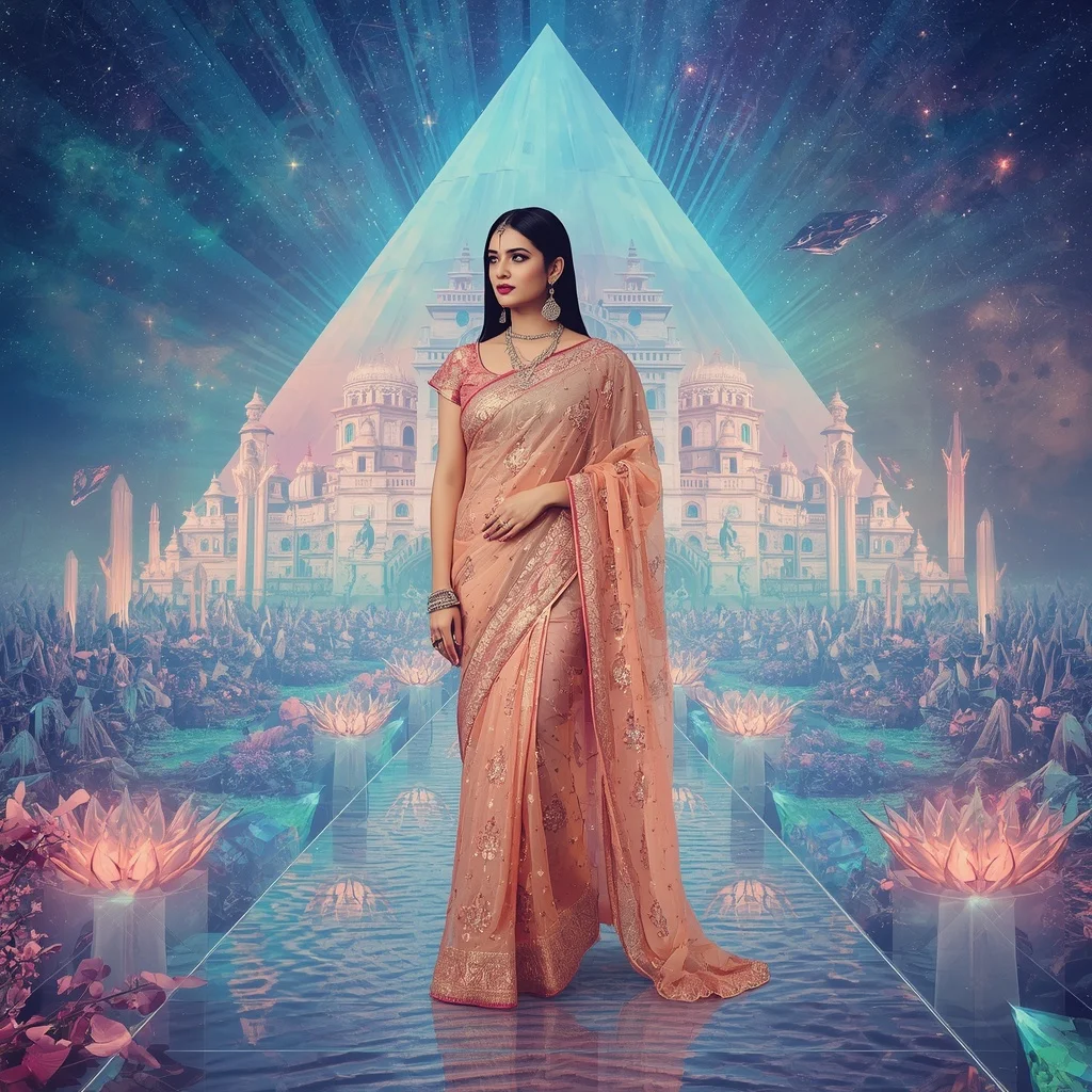 Festive Pastel Saree Eternal Aurora Diamond Cosmic Dynasty Collage Cinematic Luxury | Makeup Ai Prompt