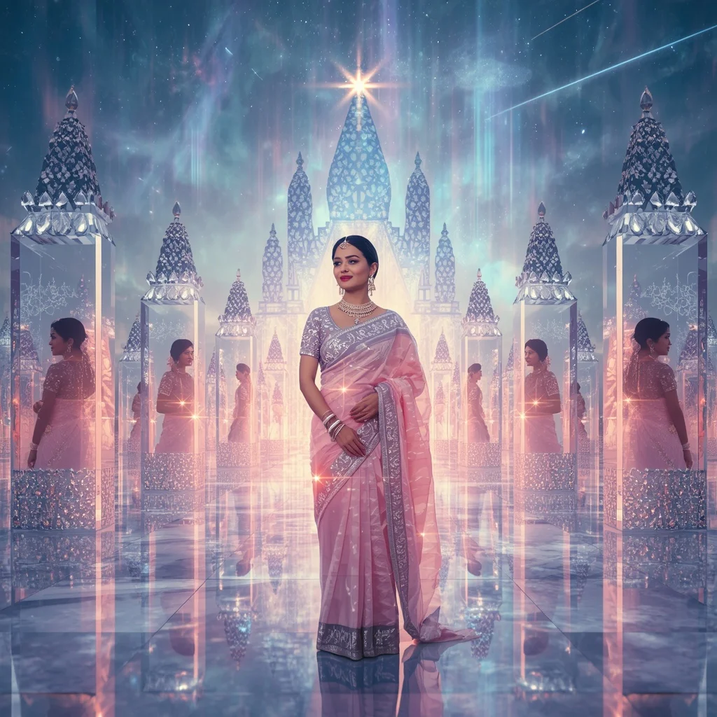 Festive Pastel Saree Eternal Crystal Aurora Supremacy Collage Luxury | 4k Ai Prompt