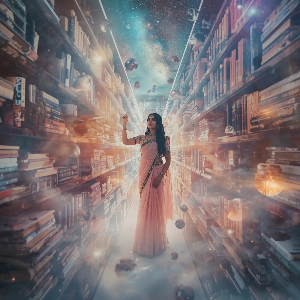 Festive Pastel Saree Floating Crystal Nebula Dream Archive Collage Cinematic | Prompt For Traditional Look On Instagram
