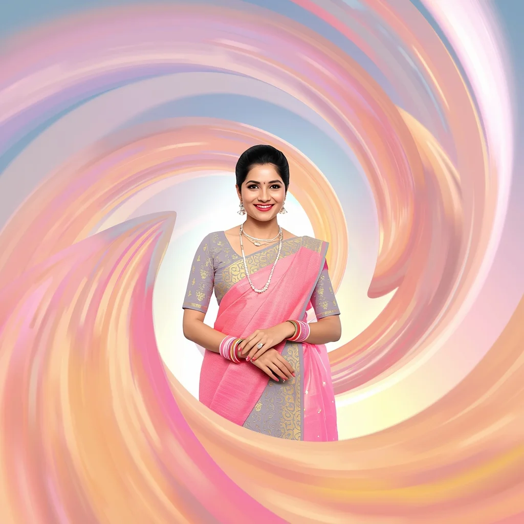 Festive Pastel Saree Glow Spiral Energy Collage Cinematic Aesthetic | Saree Prompt Text To Image