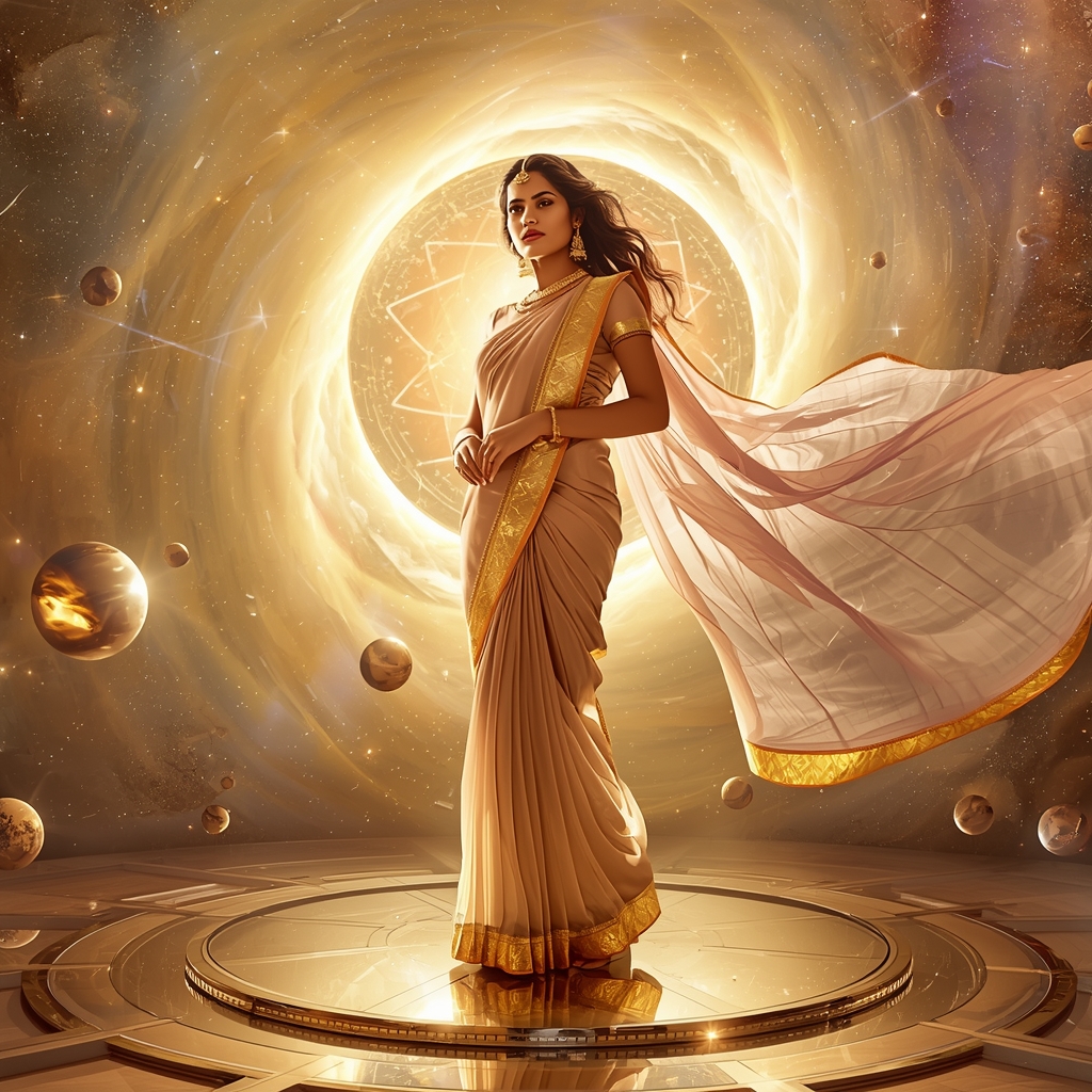 Festive Pastel Saree Golden Aurora Nebula Vortex Collage | Eternal Supreme Prompt | Saree Prompt For Gemini Ai