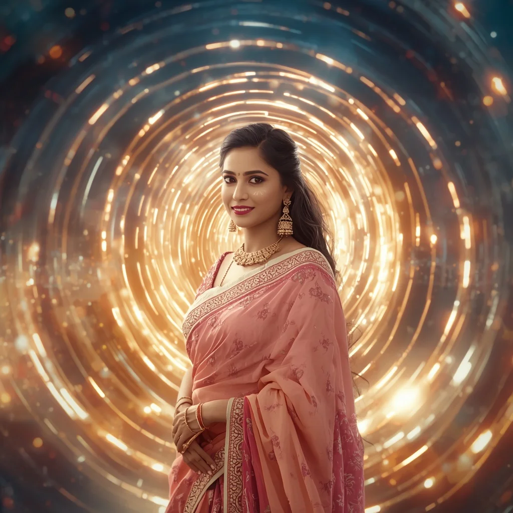 Festive Pastel Saree Infinite Light Orbit Celestial Kingdom Collage Premium Cinematic | Bridal Ai Prompt