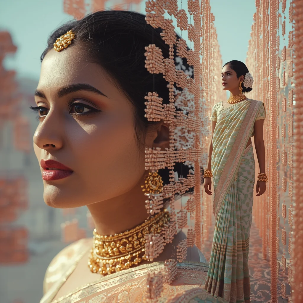Festive Pastel Saree Infinite System Self-Generation Collage | Endless Engine Luxury Prompt | Gemini Saree Prompt For Woman