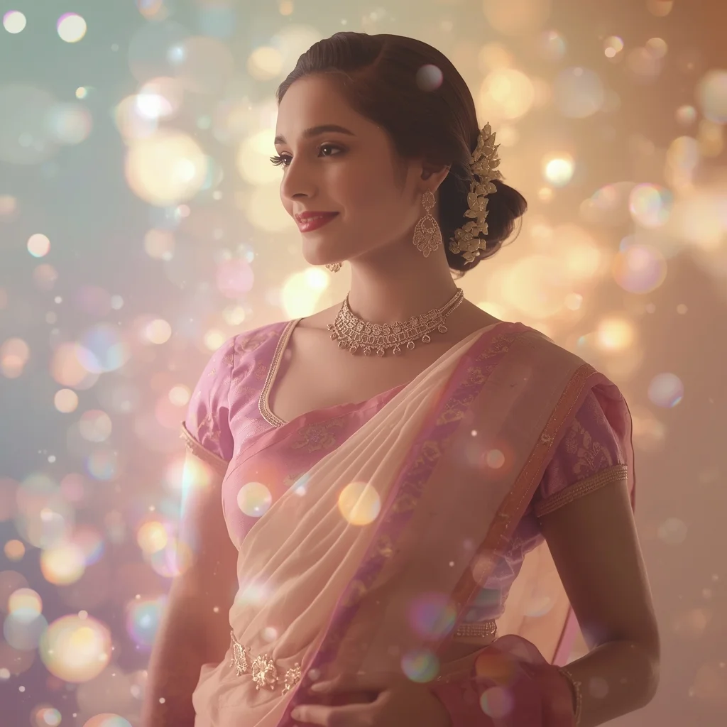 Festive Pastel Saree Light Bloom Orb Fusion Collage Premium Cinematic | Saree Prompt