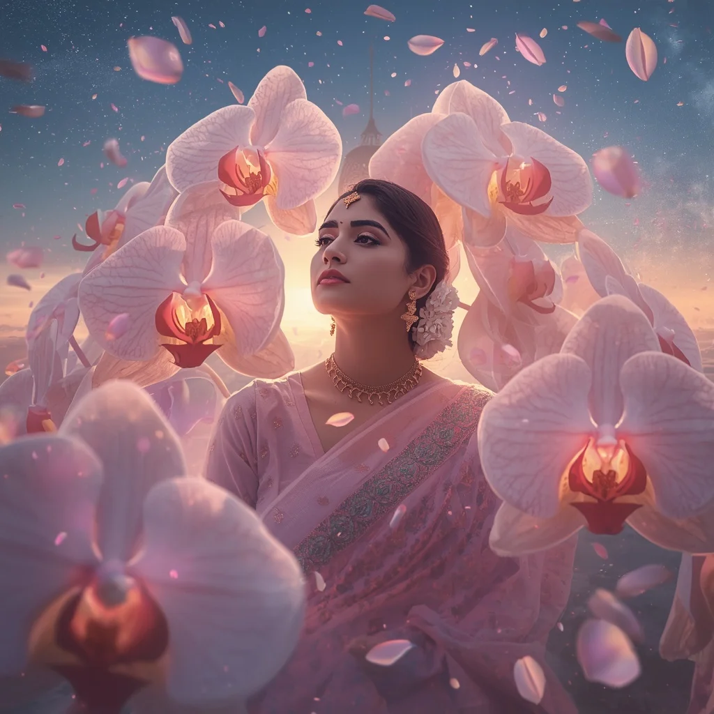 Festive Pastel Saree Light Orchid Galaxy Dream Basilica Horizon Collage Cinematic | Style Ai Prompt