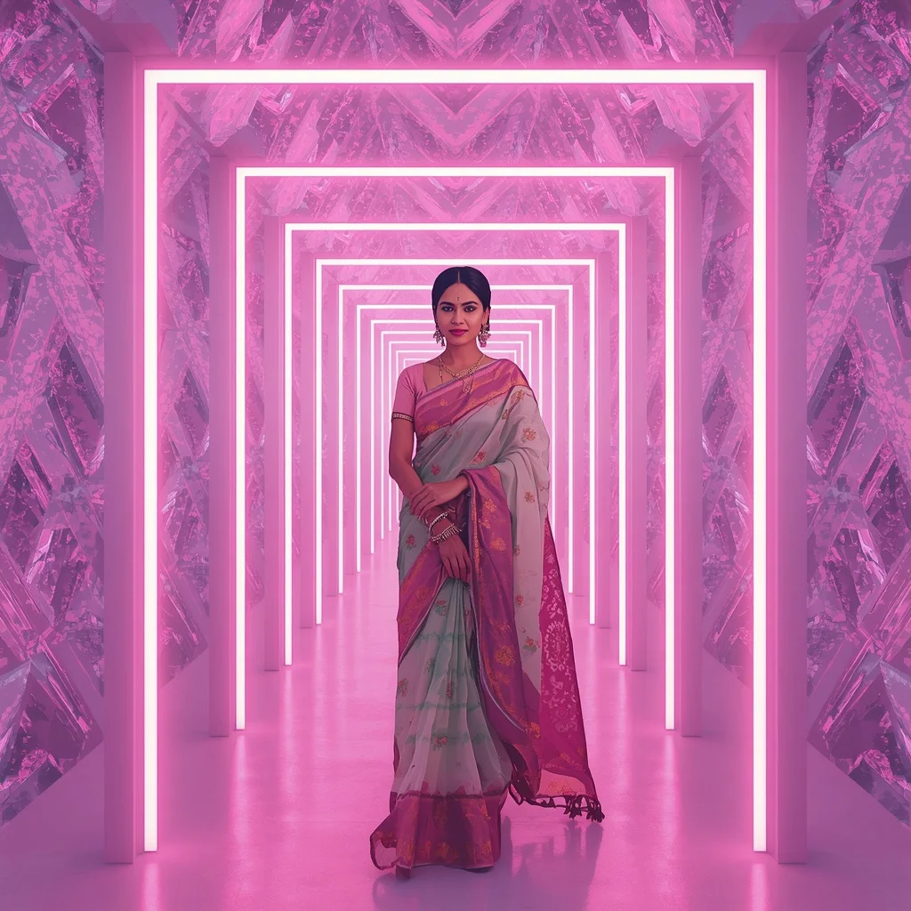 Festive Pastel Saree Neon Crystal Archive Frames Collage Modern Cinematic | Cute Ai Prompt
