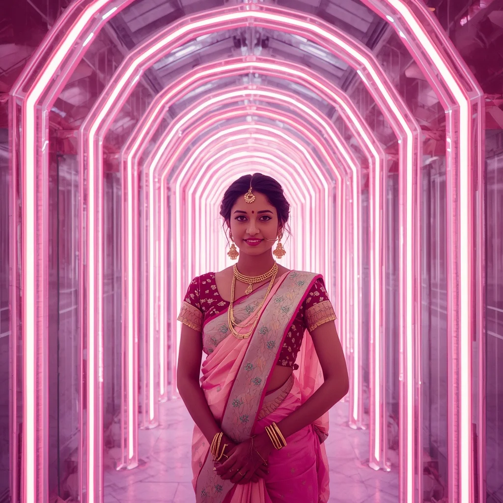 Festive Pastel Saree Neon Crystal Vault Frames Collage Modern Cinematic | Leonardo Ai Image Prompt