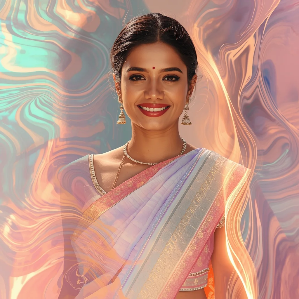 Festive Pastel Saree Ocean Glow Drift Pulse Wave Collage | Saree Trending Ai Prompt