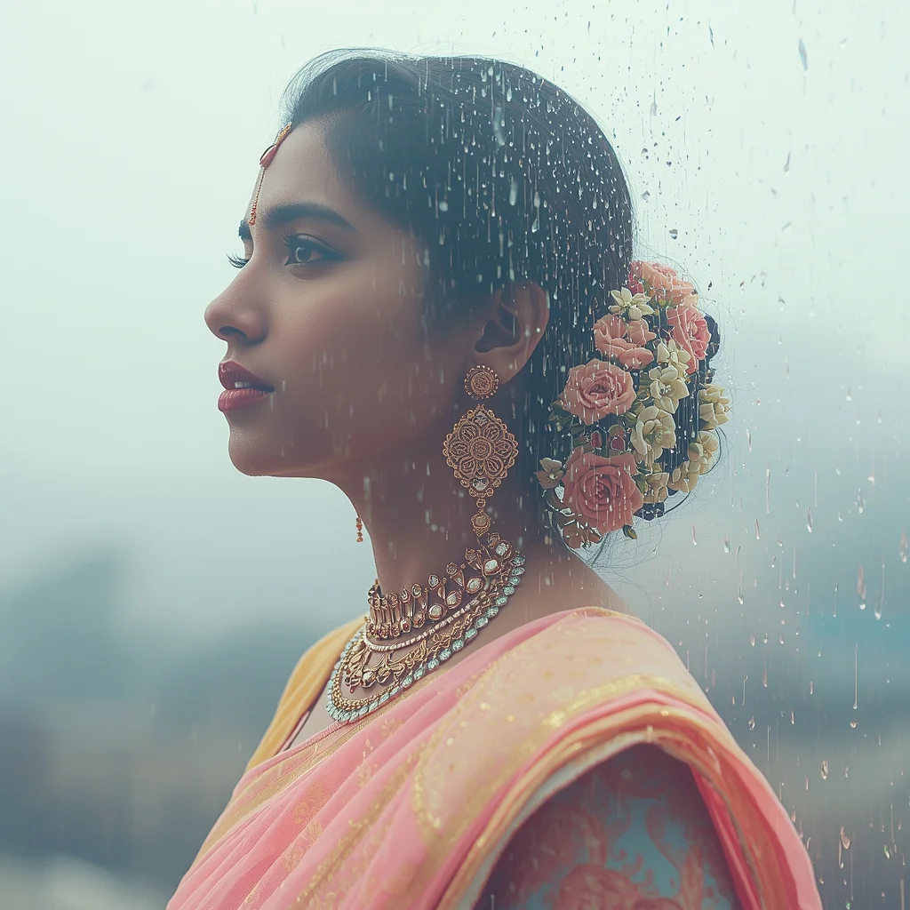 Festive Pastel Saree Poetic Double Exposure Dream Loop Collage | Artistic Reflection Prompt | Saree Whatsapp Dp Ai Prompt