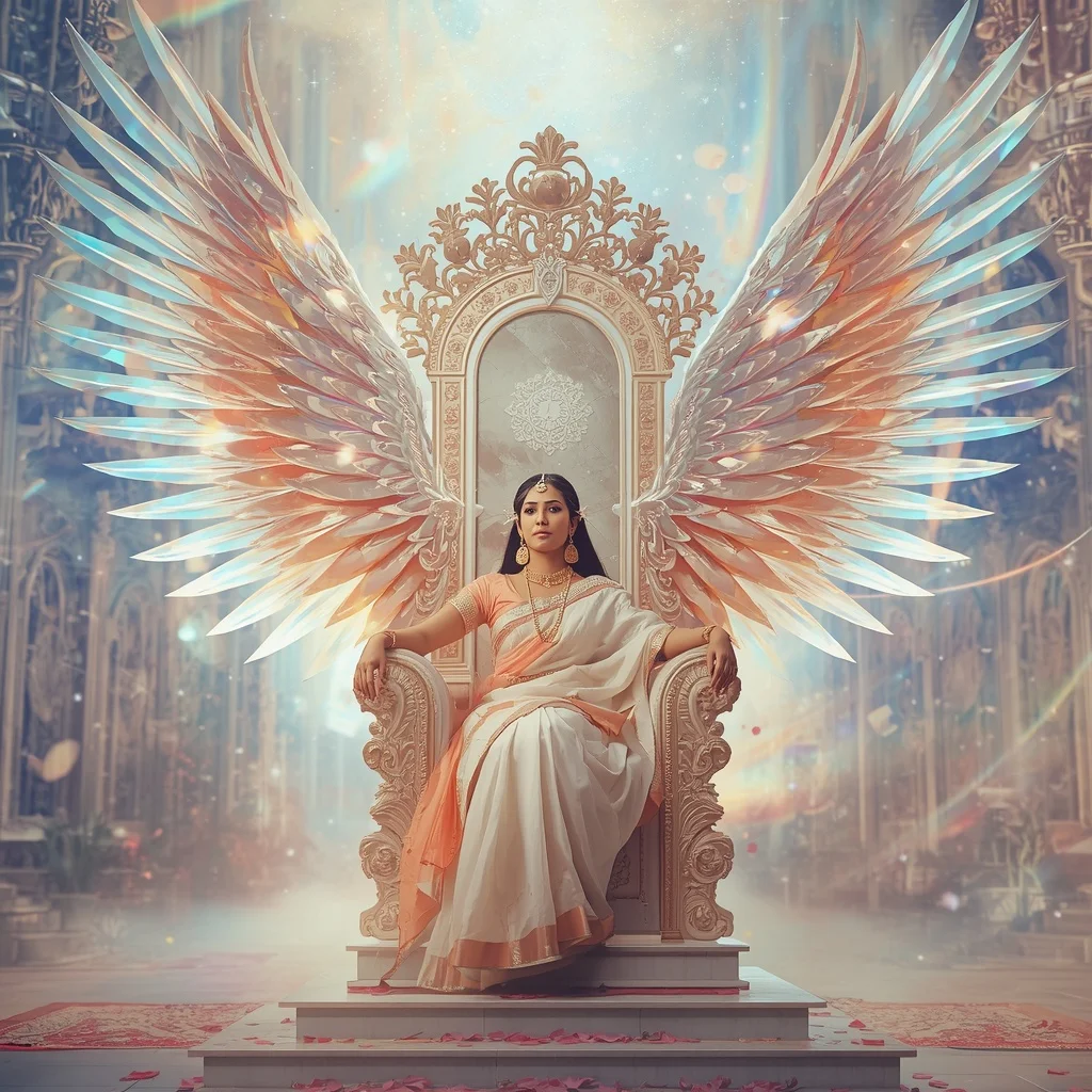 Festive Pastel Saree Prism Phoenix Crystal Throne Collage Premium | Gemini AI Photo Prompt Copy Paste Trending Girl 2026