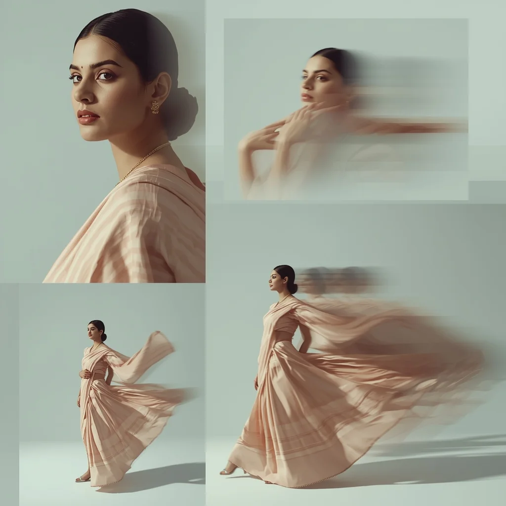 Festive Pastel Saree Shadow Clone Collage | Indian Girl Motion Echo Aesthetic Cinematic Viral Prompt | Gemini Ai Saree Prompt