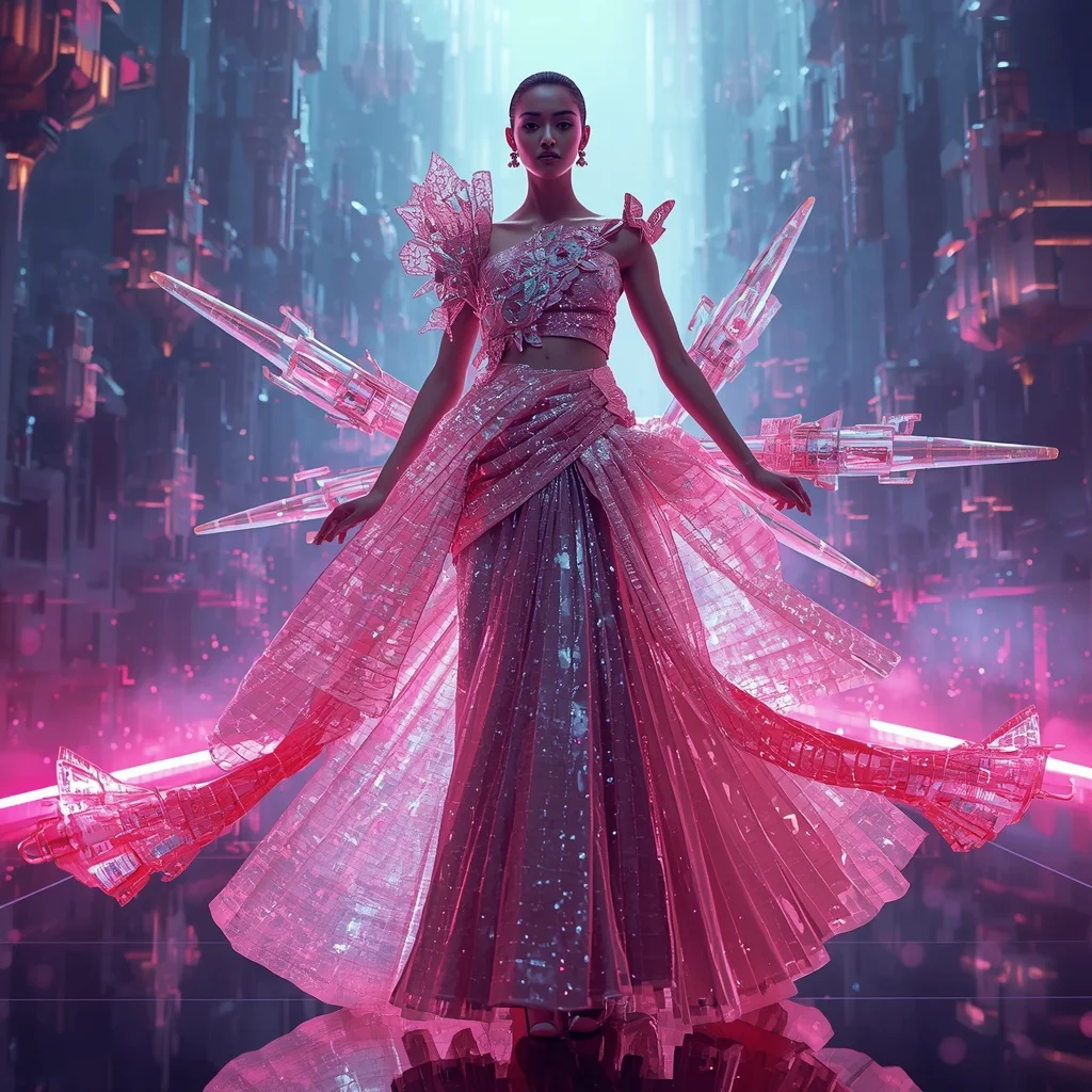Floating Luxury Crystal Arcade Saree with Neon Entertainment Kingdom | Prompt Seen Girl Photo Editing ChatGPT