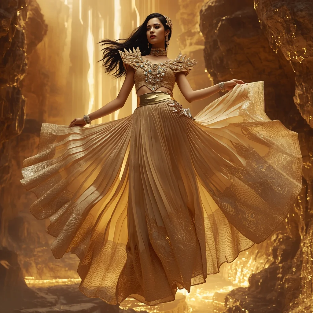 Floating Luxury Crystal Canyon Saree with Golden River Empire
