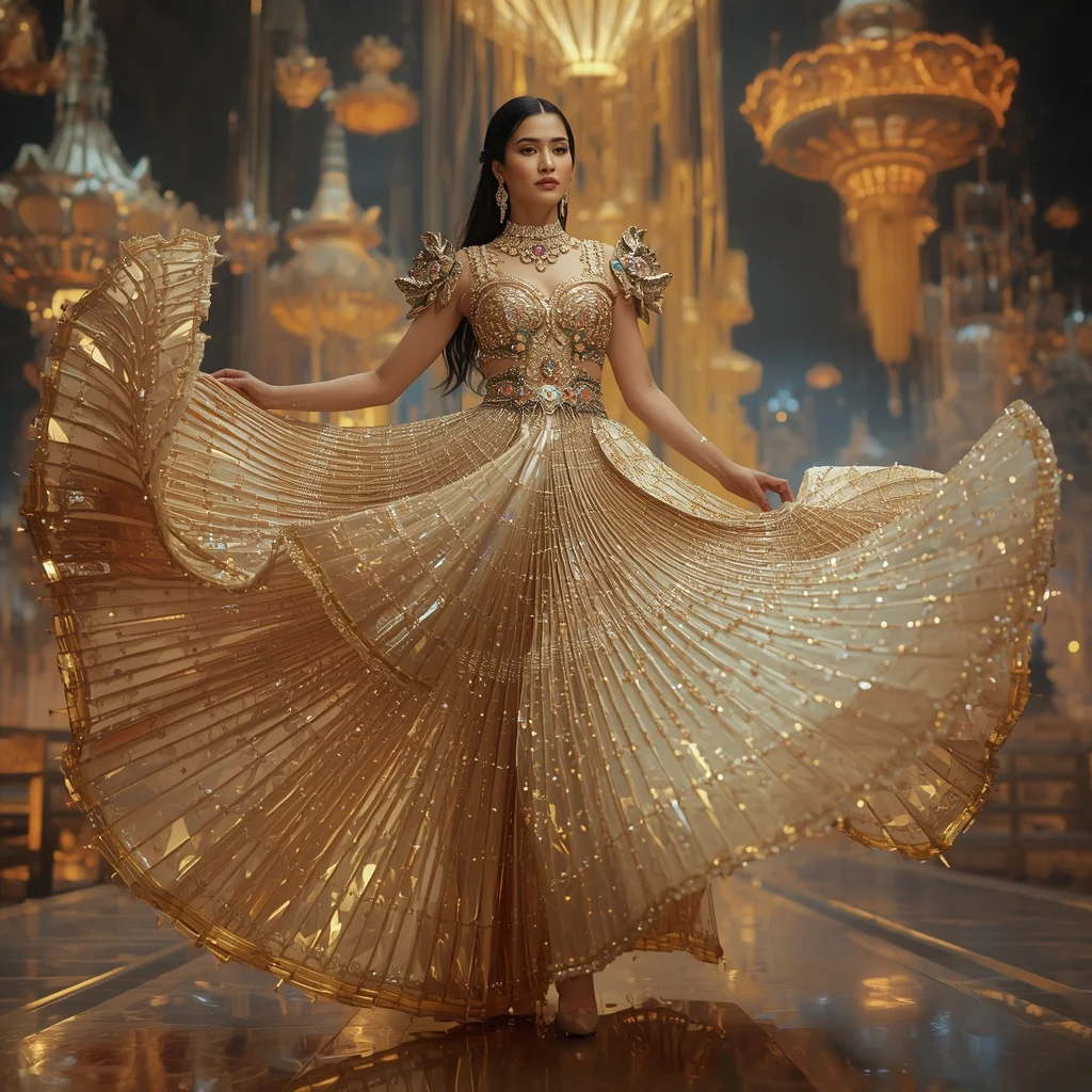 Floating Luxury Crystal Carousel Saree with Festival Dream City | ChatGPT Ai Prompt