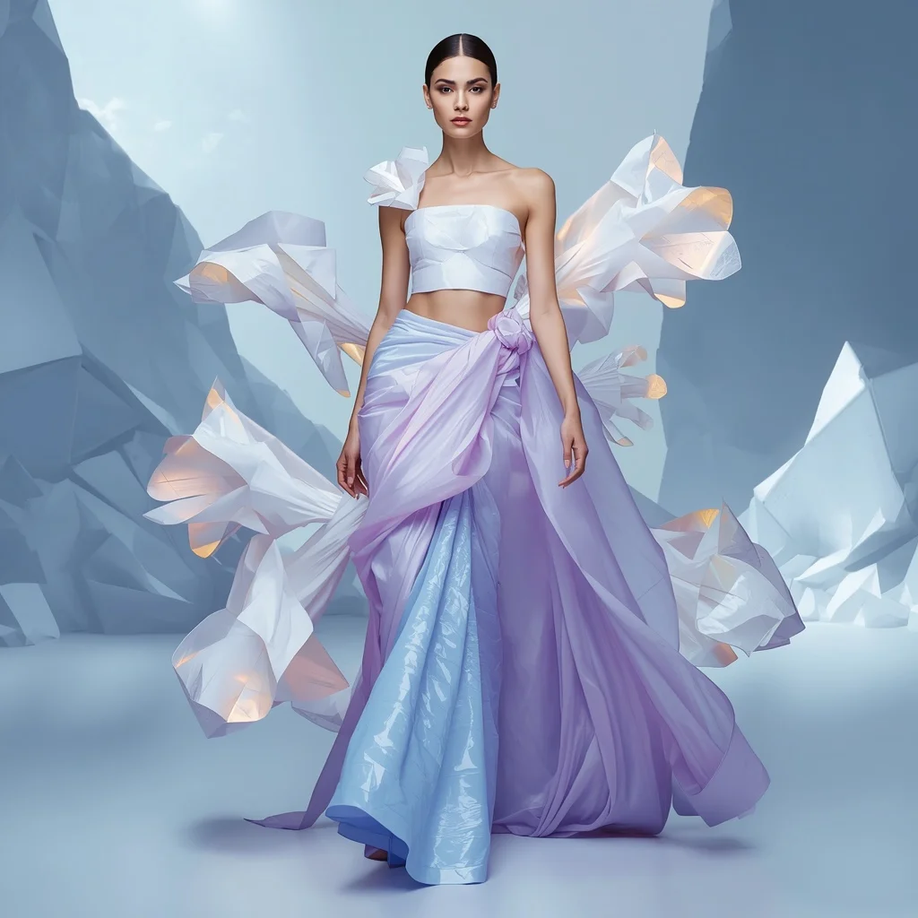 Floating Origami Cloud Saree with Soft Architectural Fabric | Festive Prompt