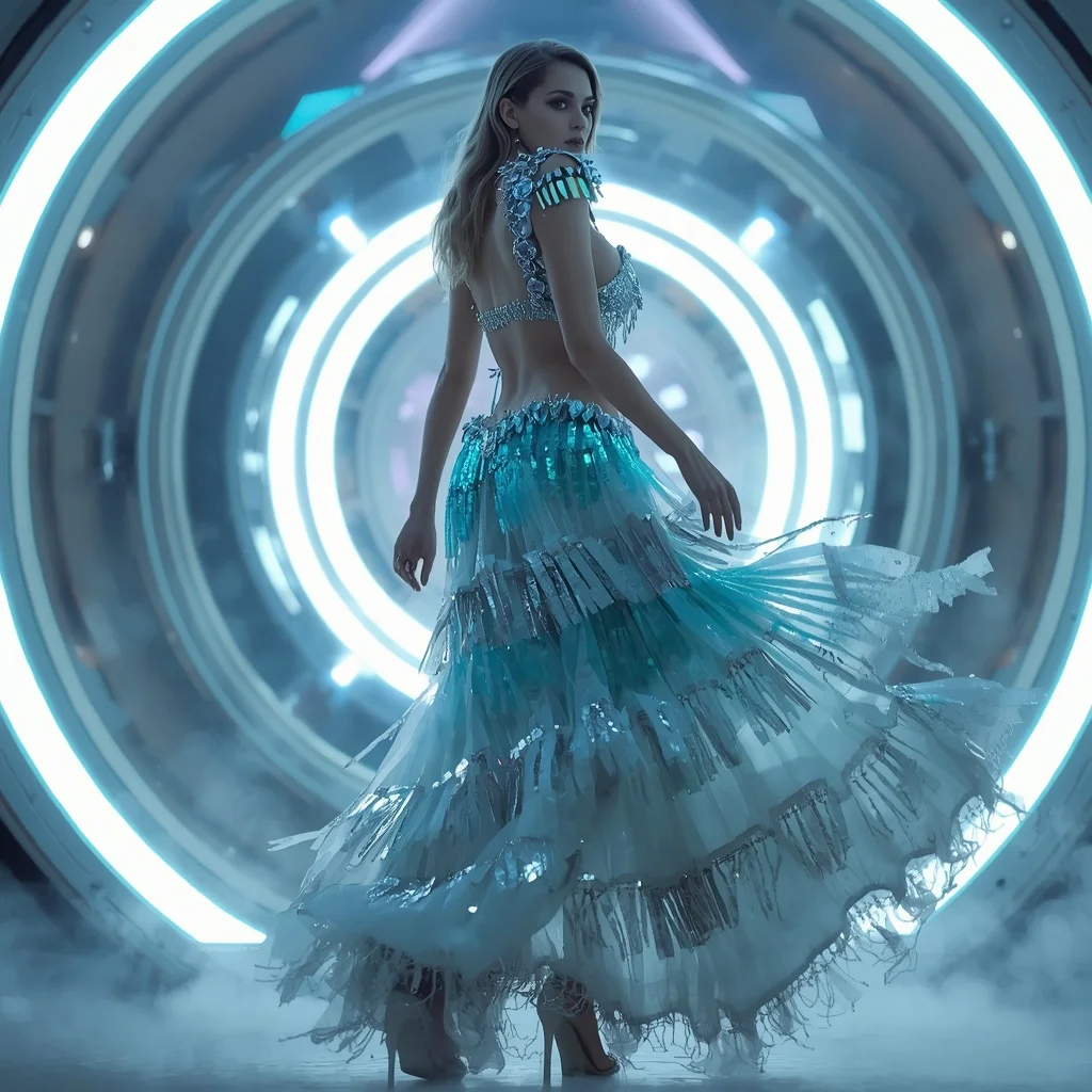 Frozen Aurora Ice Singularity Armor Saree with Floating Neon Orbital Storm Ring Matrix Nexus Collapse System Core | Beautiful Woman Ai Prompt