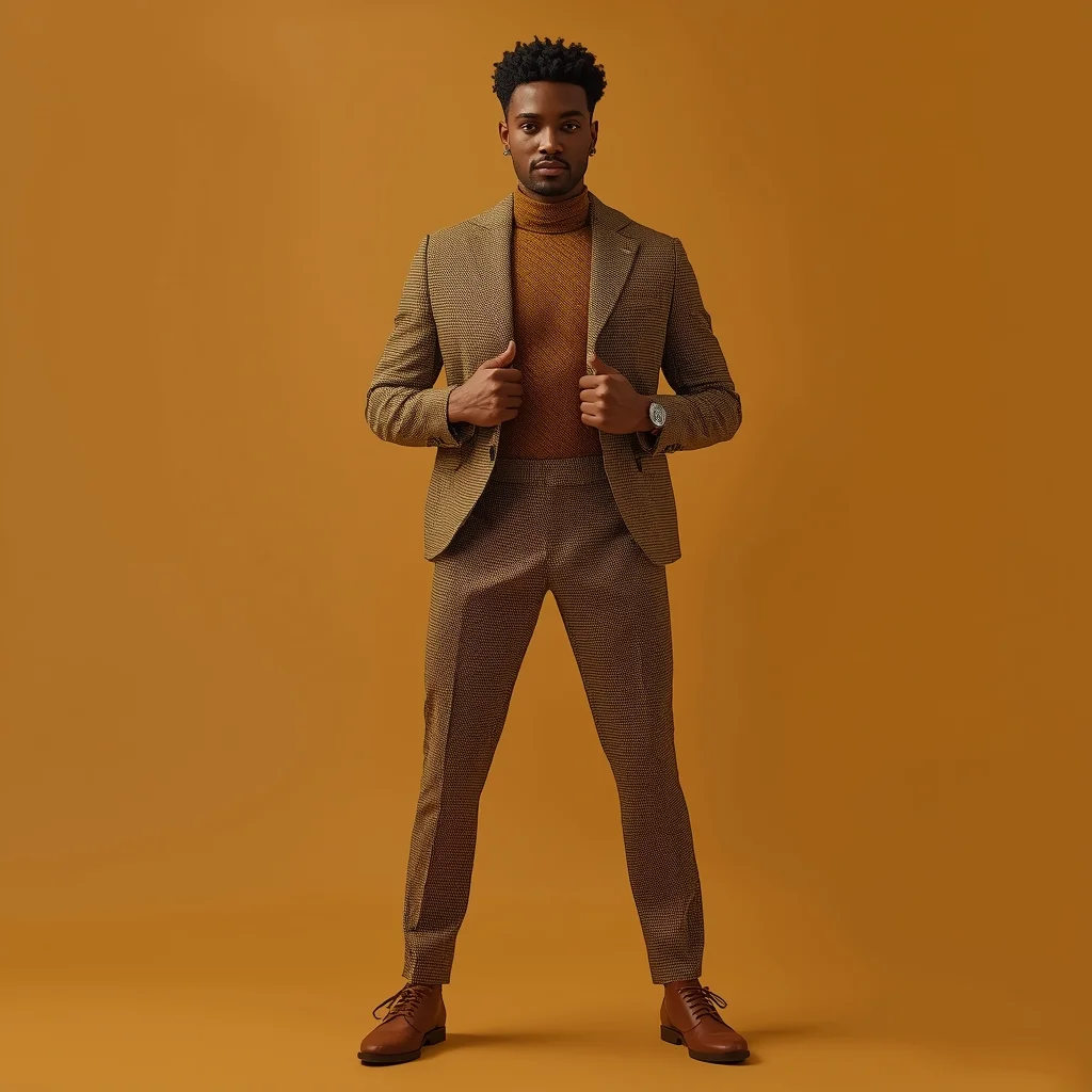 Full Body Warm Amber Gold Studio Pose with Strong Masculine Radiance | Best Ai Prompt 2026