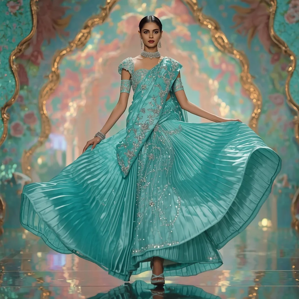Giant Aqua Candy Saree with Dream Sweet Palace | Prompt For Girls Copy Paste