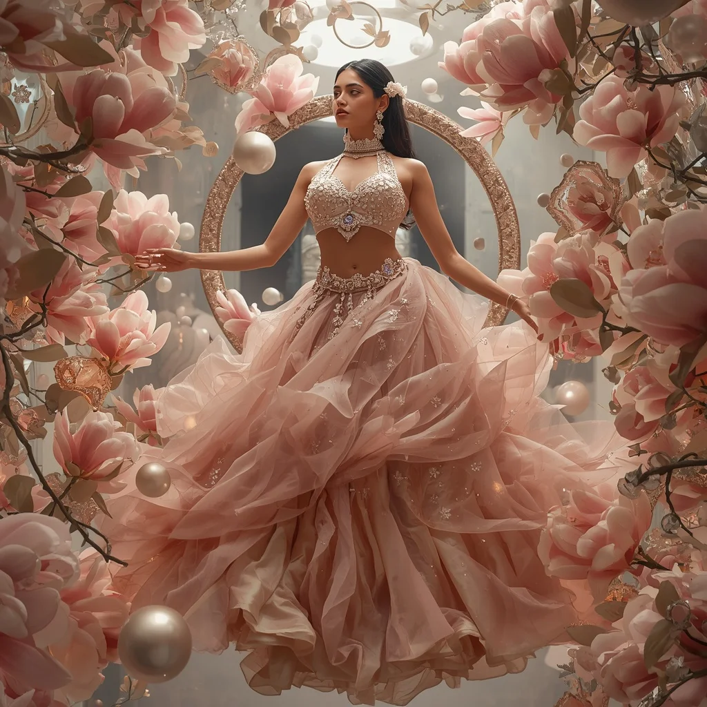 Giant Floating Magnolia Universe Saree with Floral Galaxy Citadel | New Instagram Trend Prompt For Girl And Boy Aesthetic