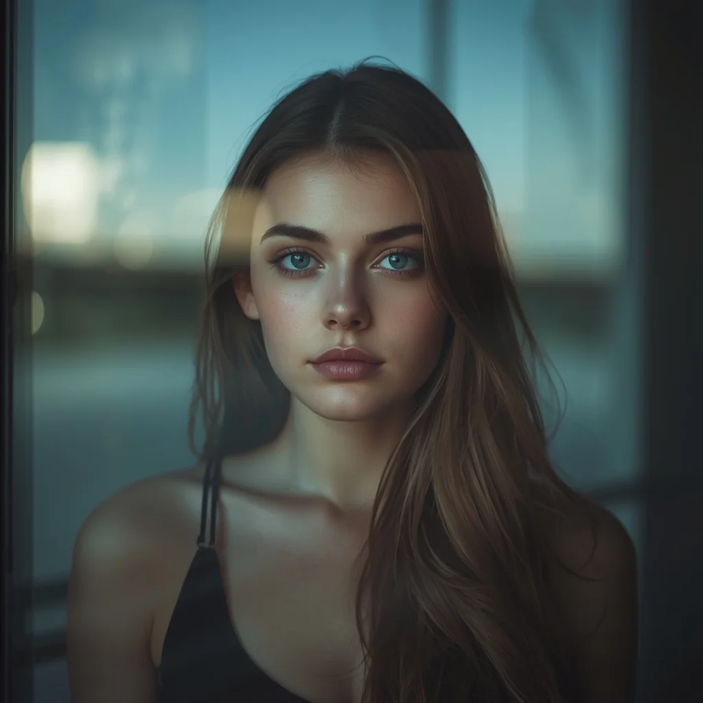 Glass Reflection Portrait Girl – Artistic Instagram Look | Lighting Prompt Ideas