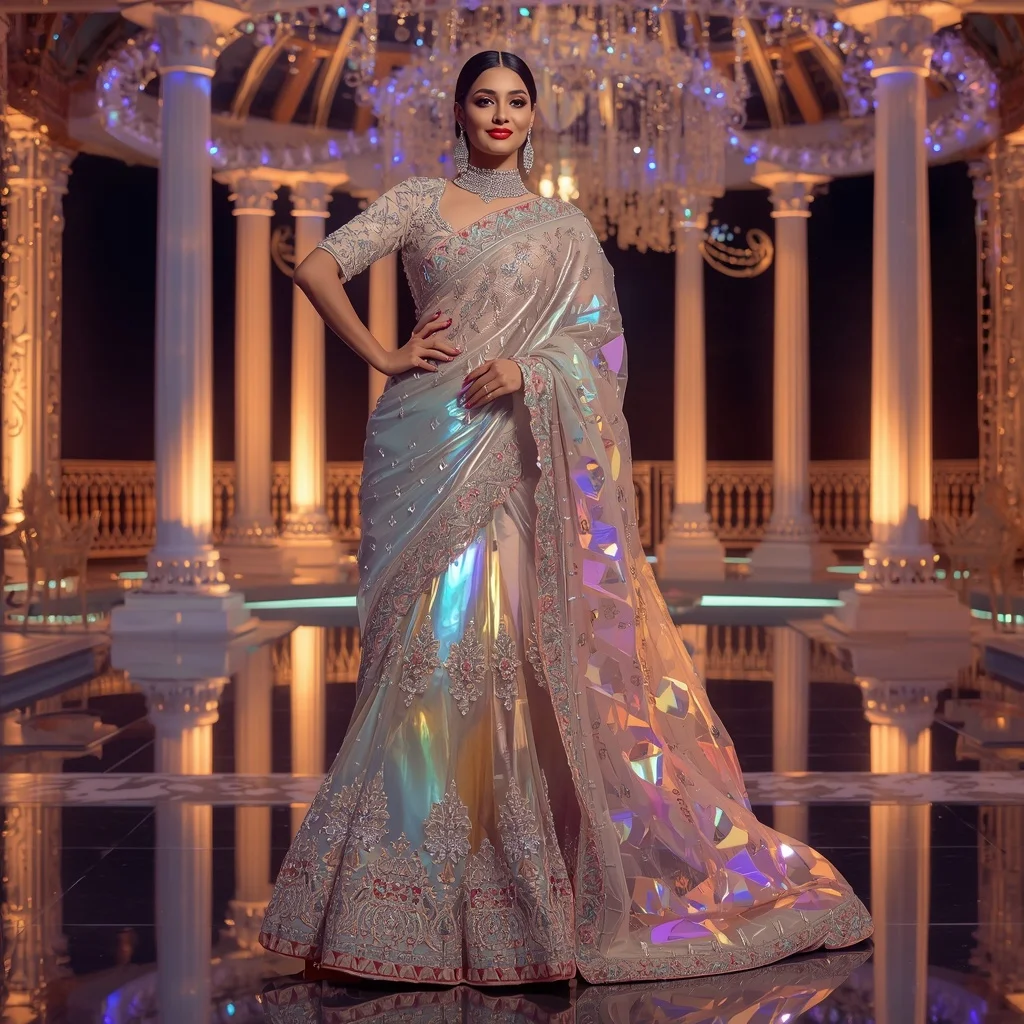 Grand Festival Prism Saree with Celebration Light Pavilion | Trending Prompt Girls ChatGPT