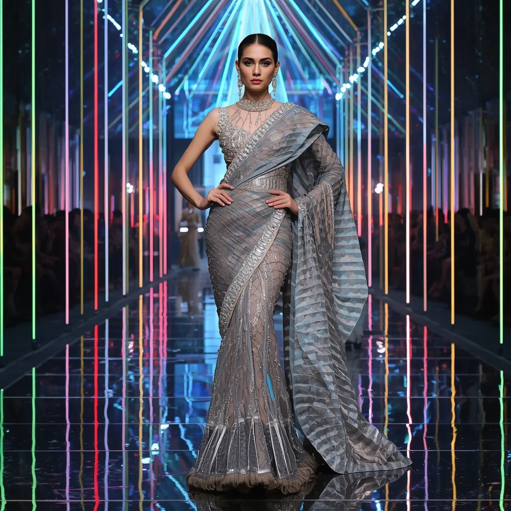 Holographic Diamond Royale Saree with Infinity Prism Reflection Cathedral | Ai Prompt For Reels