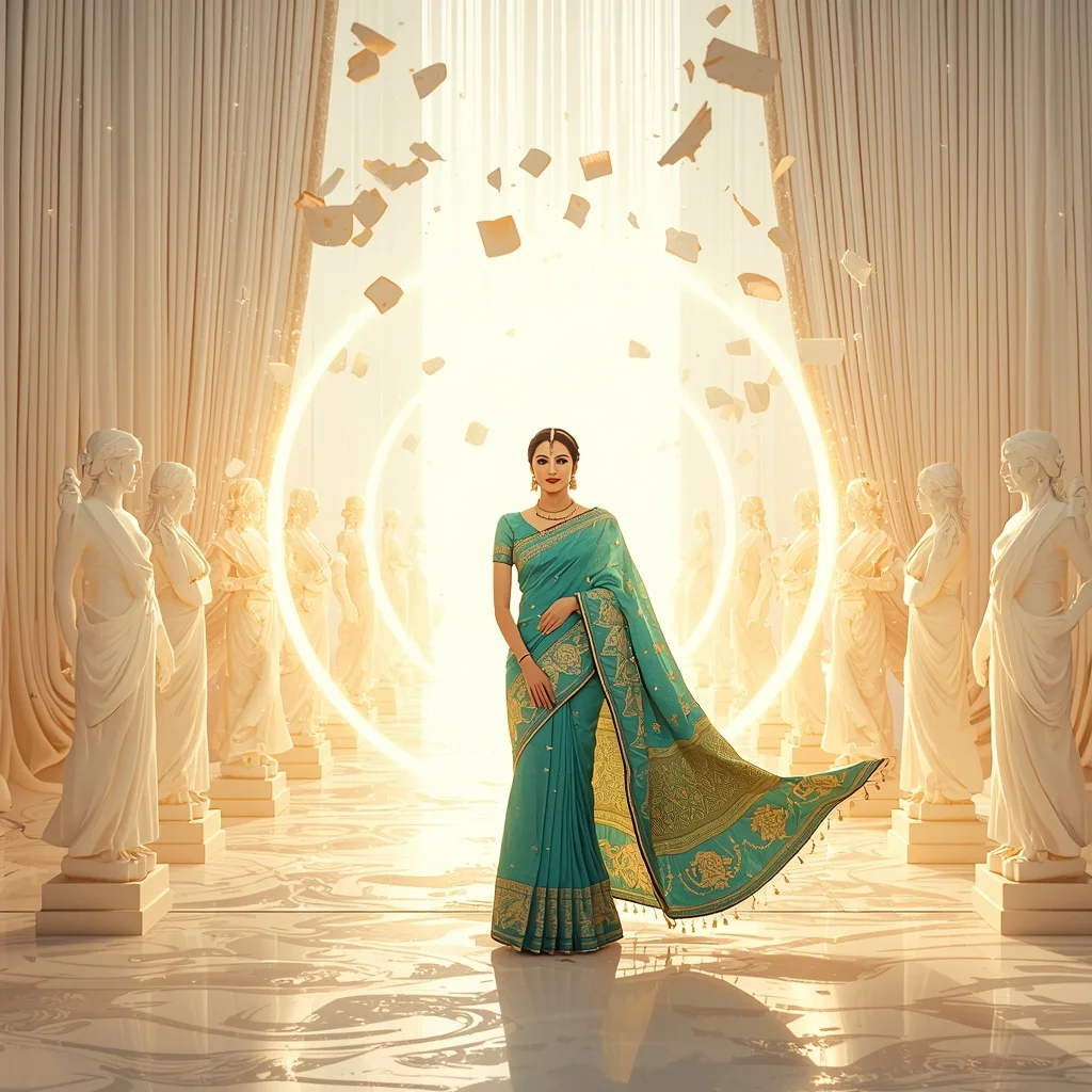 Light Curtain Magnetic Force Storyboard Heavenly Luminous Flow Vogue | Traditional Saree Prompt Pdf