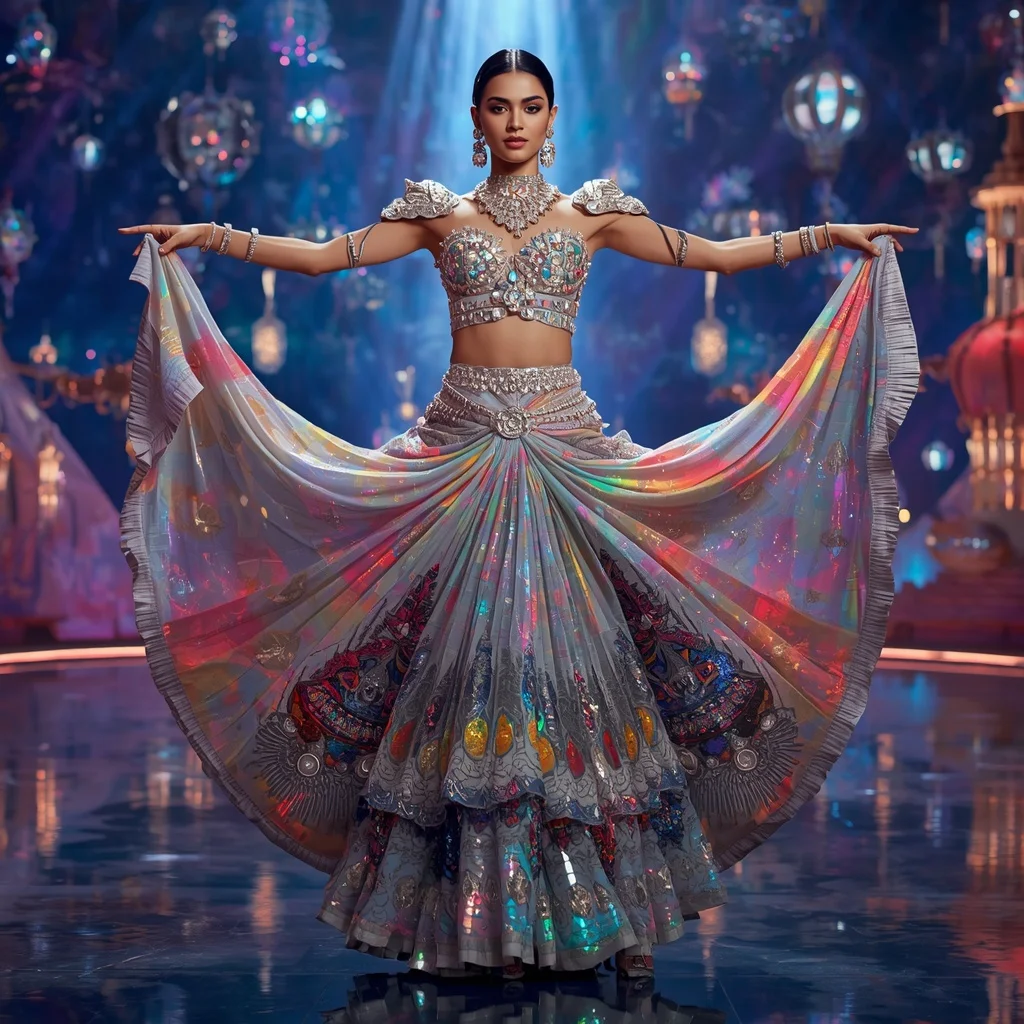 Luxury Crystal Circus Saree with Floating Acrobat Kingdom