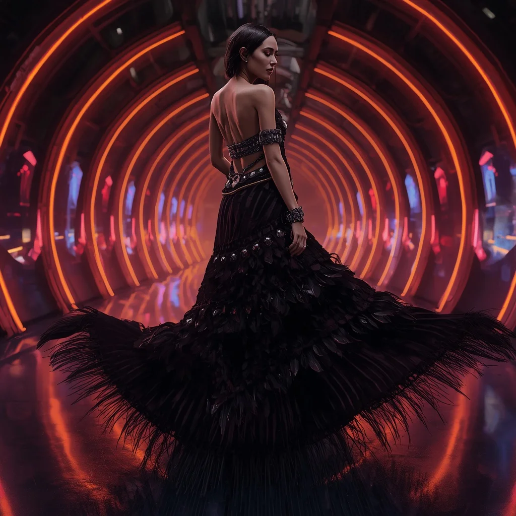 Midnight Volcanic Abyss Core Armor Saree with Holographic Plasma Engine Rift Corridor Singularity Reactor | Prompt Seen Girl Kurti