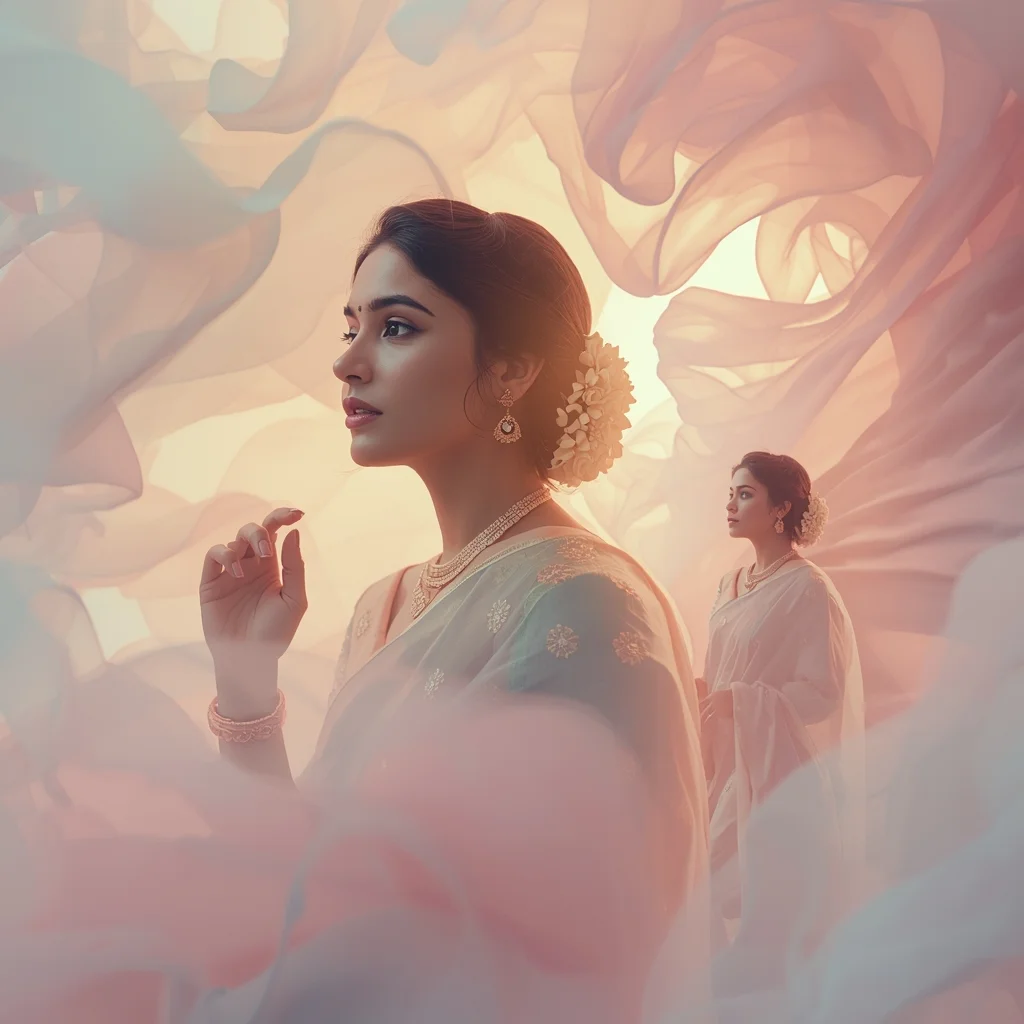 Pastel Saree Dreamlike Silk Nebula Flow Atmospheric Cinematic Viral Prompt | Beautiful Saree Girl Ai Prompt
